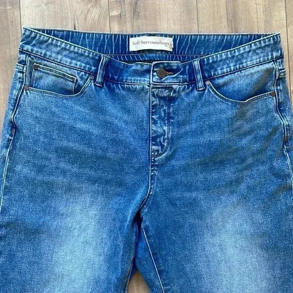 Soft Surroundings Ultimate Denim Relaxed Straight Jeans Pull On Light Wash XL - Picture 2 of 7